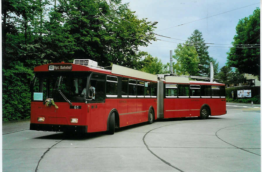 (085'719) - Bernmobil, Bern - Nr. 61 - FBW/Hess Gelenktrolleybus am 28. Mai 2006 in Bern, Bmpliz