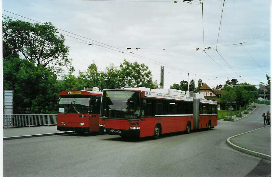 (085'737) - Bernmobil, Bern - Nr. 9 - NAW/Hess Gelenktrolleybus am 28. Mai 2006 in Bern, Zentrum Paul Klee