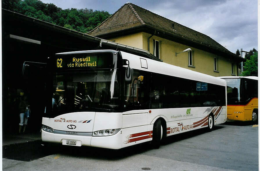 (086'733) - ARAG Ruswil - Nr. 3/LU 15'036 - Solaris am 18. Juni 2006 beim Bahnhof Wolhusen