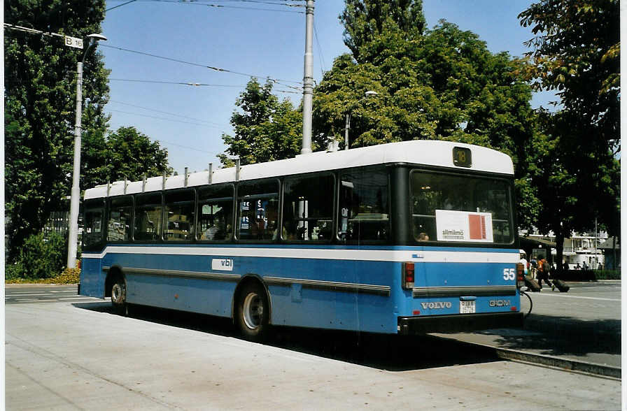 (087'512) - VBL Luzern - Nr. 55/LU 15'728 - Volvo/Hess am 25. Juli 2006 beim Bahnhof Luzern