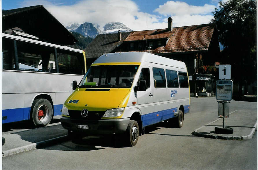 (089'620) - AFA Adelboden - Nr. 52/BE 611'129 - Mercedes (ex ABW Walenstadt) am 3. September 2006 beim Bahnhof Lenk