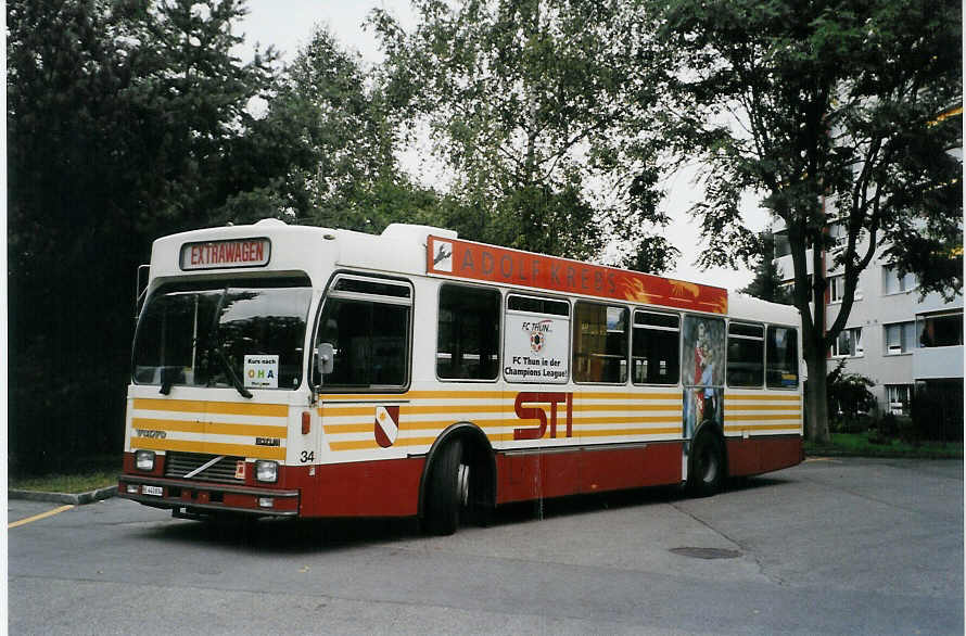 (089'707) - STI Thun - Nr. 34/BE 443'834 - Volvo/R&J (ex SAT Thun Nr. 34) am 8. September 2006 in Thun, Garage