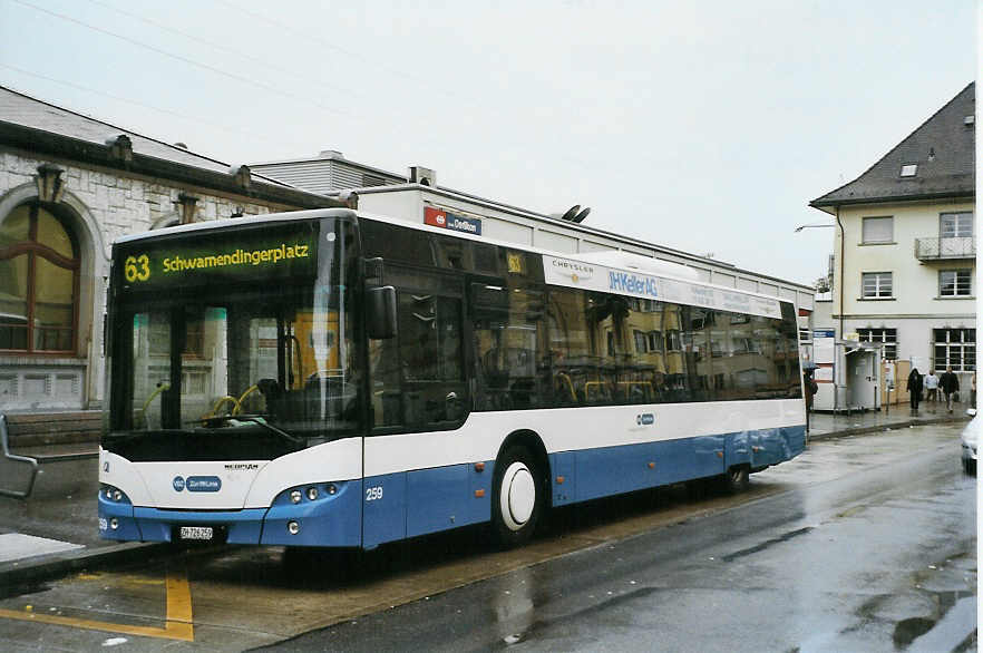 (090'626) - VBZ Zrich - Nr. 259/ZH 726'259 - Neoplan am 11. November 2006 beim Bahnhof Zrich-Oerlikon