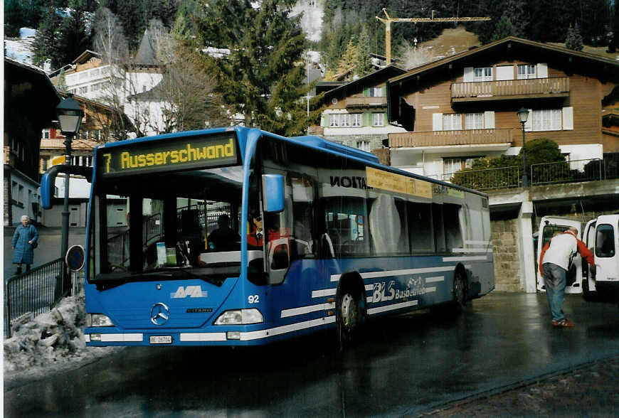 (091'531) - AFA Adelboden - Nr. 92/BE 26'704 - Mercedes (ex Nr. 4) am 7. Januar 2007 beim Autobahnhof Adelboden