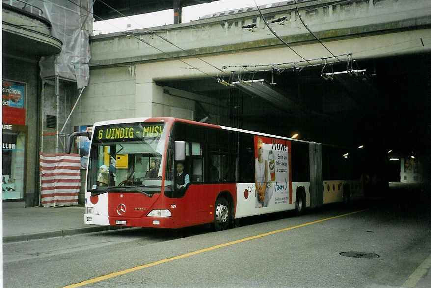 (092'117) - TPF Fribourg - Nr. 589/FR 300'430 - Mercedes am 17. Februar 2007 beim Bahnhof Fribourg