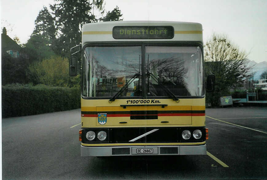 (092'228) - STI Thun - Nr. 6/BE 26'667 - Volvo/FHS (ex TSG Blumenstein Nr. 6) am 20. Februar 2007 bei der Schifflndte Thun