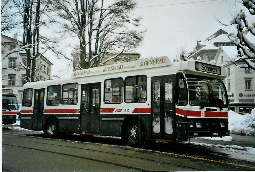 (093'019) - VBSG St. Gallen - Nr. 215/SG 141'215 - Saurer/Hess am 22. Mrz 2007 beim Bahnhof St. Gallen