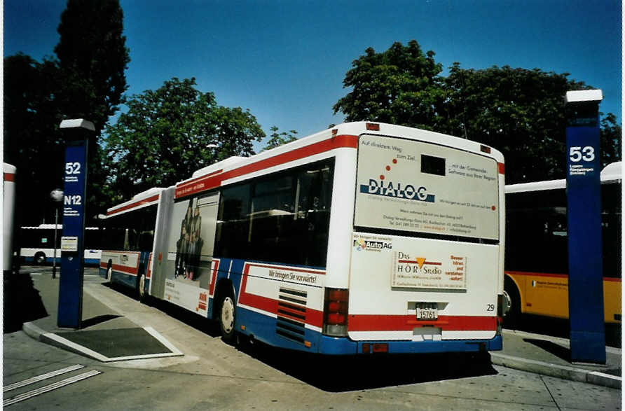 (096'136) - AAGR Rothenburg - Nr. 29/LU 15'761 - Scania/Hess am 15. Juli 2007 beim Bahnhof Luzern