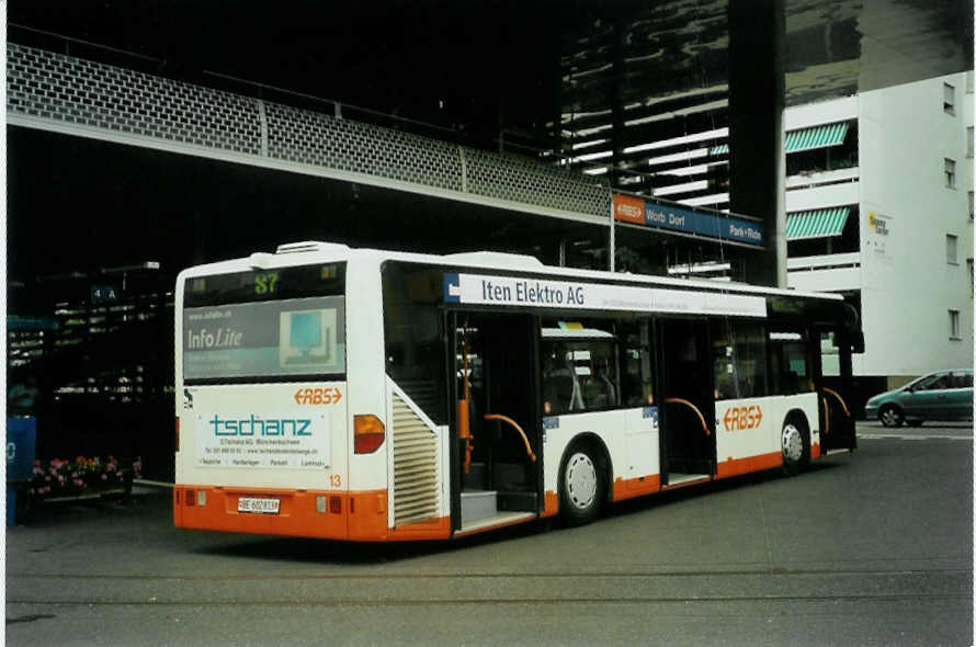 (096'308) - RBS Worblaufen - Nr. 13/BE 602'813 - Mercedes am 17. Juli 2007 beim Bahnhof Worb Dorf