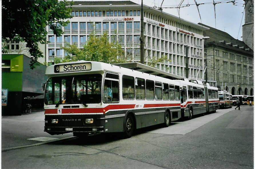 (096'405) - VBSG St. Gallen - Nr. 215/SG 141'215 - Saurer/Hess am 21. Juli 2007 beim Bahnhof St. Gallen