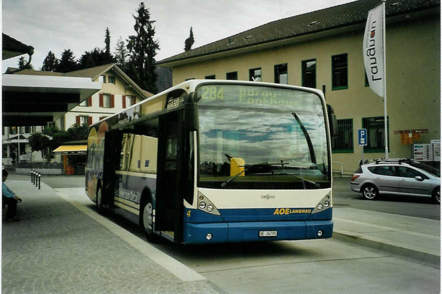 (096'705) - AOE Langnau - Nr. 4/BE 26'795 - Van Hool am 23. Juli 2007 beim Bahnhof Langnau