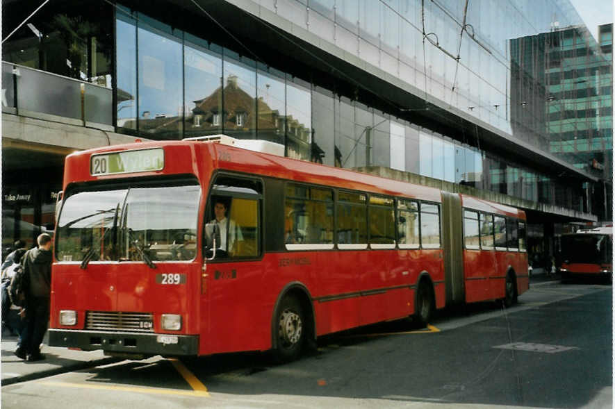 (097'612) - Bernmobil, Bern - Nr. 289/BE 419'289 - Volvo/R&J-Hess-Gangloff am 24. August 2007 beim Bahnhof Bern