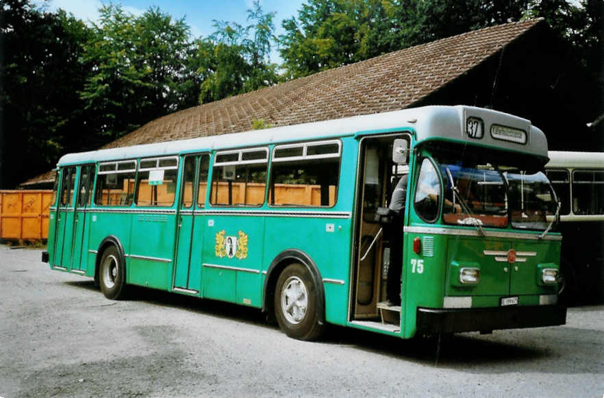 (098'501) - BVB Basel (RWB) - Nr. 75/BE 399'675 - FBW/FHS am 9. September 2007 in Oberburg, Ziegelgut