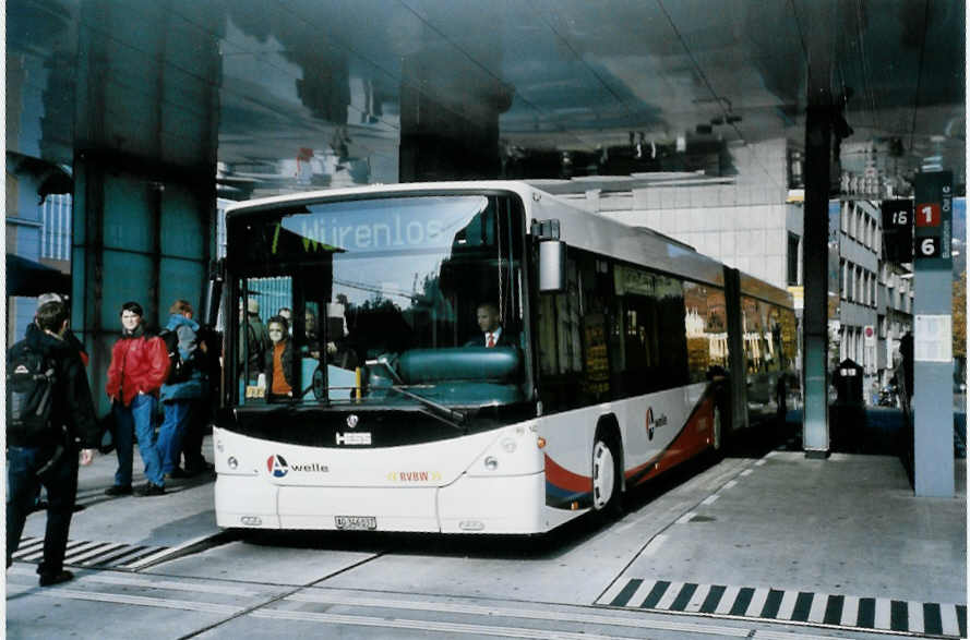 (100'919) - RVBW Wettingen - Nr. 142/AG 346'037 - Scania/Hess am 3. November 2007 beim Bahnhof Baden