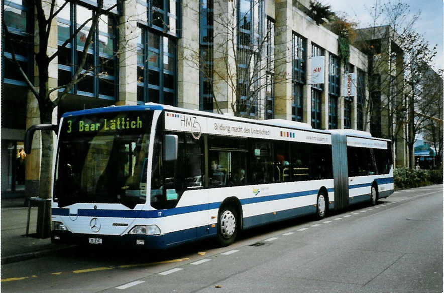 (101'407) - ZVB Zug - Nr. 17/ZG 3367 - Mercedes am 26. November 2007 in Zug, Metalli