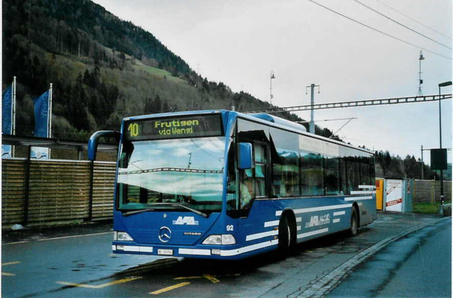 (101'524) - AFA Adelboden - Nr. 92/BE 26'704 - Mercedes (ex Nr. 4) am 2. Dezember 2007 beim Bahnhof Reichenbach