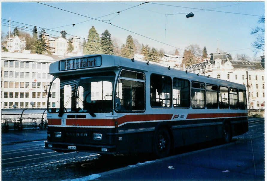 (102'506) - VBSG St. Gallen - Nr. 216/SG 141'216 - Saurer/Hess am 29. Dezember 2007 beim Bahnhof St. Gallen