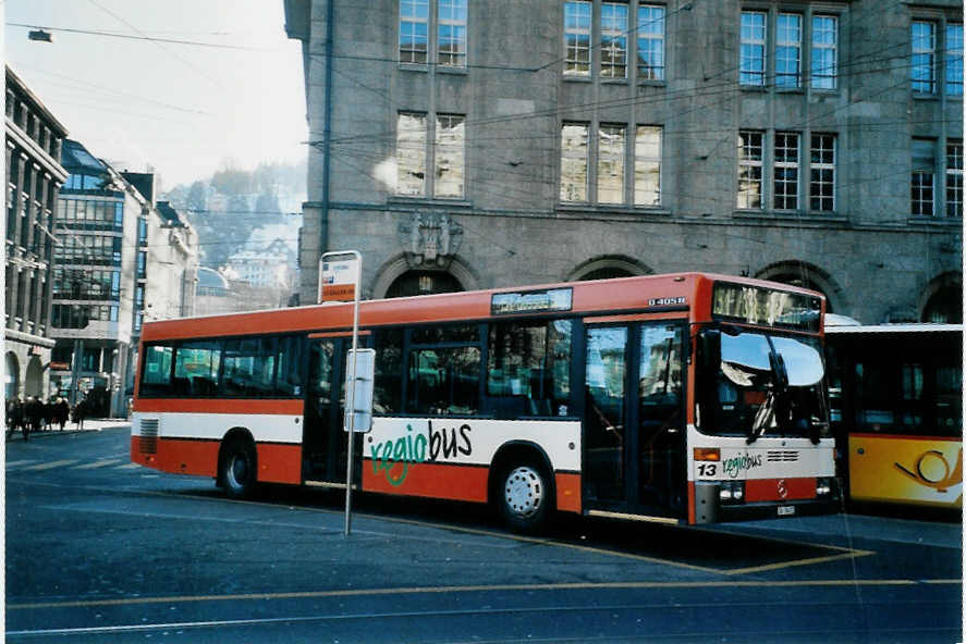 (102'525) - Regiobus, Gossau - Nr. 13/SG 38'472 - Mercedes am 29. Dezember 2007 beim Bahnhof St. Gallen