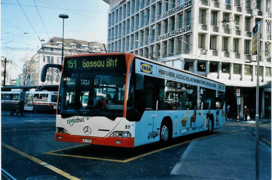 (102'601) - Regiobus, Gossau - Nr. 18/SG 7270 - Mercedes am 29. Dezember 2007 beim Bahnhof St. Gallen