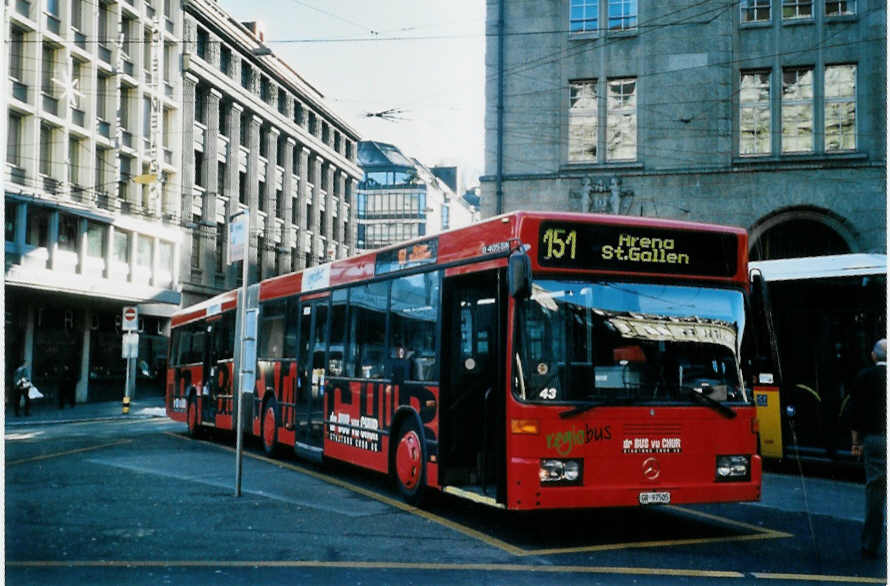 (102'603) - Regiobus, Gossau (SBC Chur Nr. 5) - Nr. 43/GR 97'505 - Mercedes (ex Bamberg/Deutschland) am 29. Dezember 2007 beim Bahnhof St. Gallen