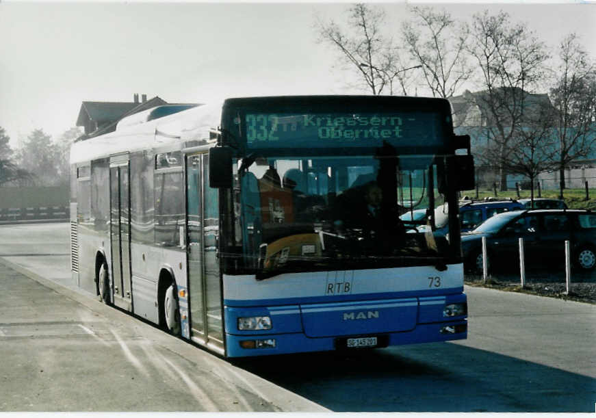 (102'627) - RTB Altsttten - Nr. 73/SG 145'201 - MAN am 29. Dezember 2007 beim Bahnhof Altsttten