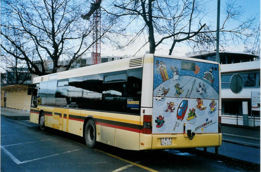 (102'731) - STI Thun - Nr. 77/BE 274'177 - MAN am 31. Dezember 2007 beim Bahnhof Thun (prov. Haltestelle)