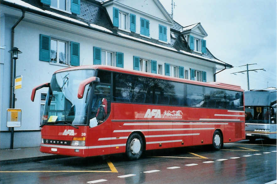 (102'934) - AFA Adelboden - Nr. 26/BE 21'181 - Setra (ex Nr. 16; ex Frhlich, D-Ludwigshafen/Rhein) am 6. Januar 2008 beim Bahnhof Frutigen