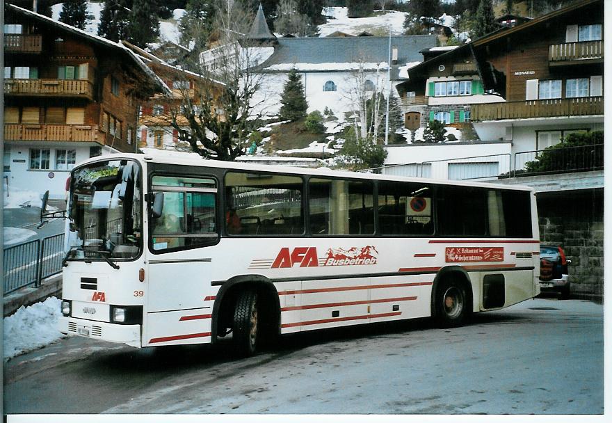 (103'310) - AFA Adelboden - Nr. 39/BE 25'753 - NAW/R&J (ex Nr. 18; ex Autopostale, Mendrisio Nr. 38; ex Piotti, Balerna Nr. 38; ex AAGI Interlaken Nr. 38; ex Schmocker, Beatenberg Nr. 3) am 6. Januar 2008 beim Autobahnhof Adelboden