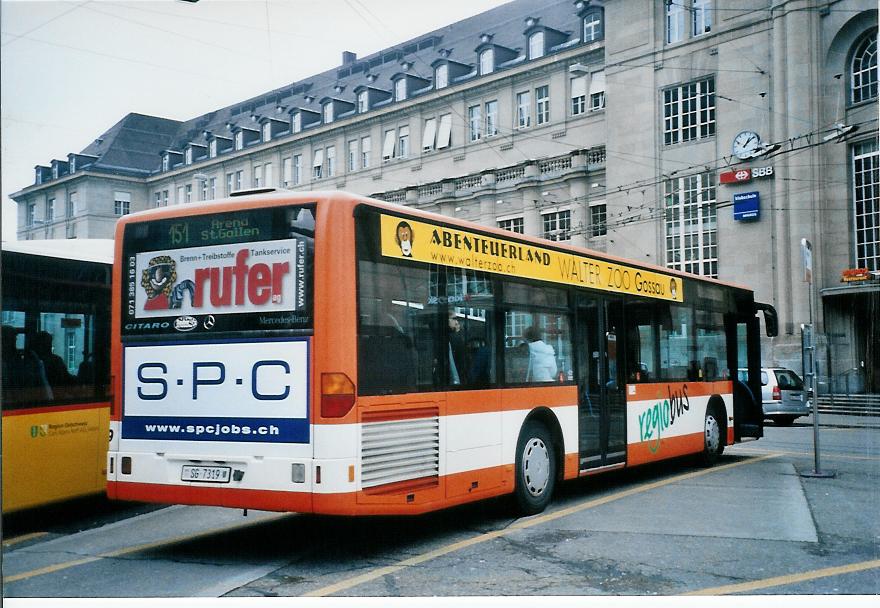 (104'031) - Regiobus, Gossau - Nr. 19/SG 7319 - Mercedes am 4. Februar 2008 beim Bahnhof St. Gallen