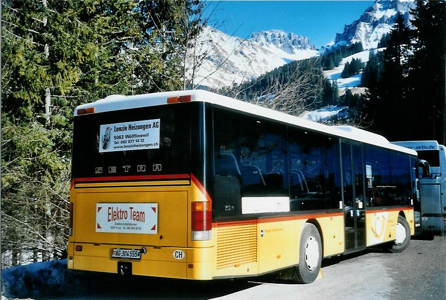 (104'628) - PostAuto Nordschweiz - Nr. 21/AG 304'555 - Setra am 24. Februar 2008 in Adelboden, ASB