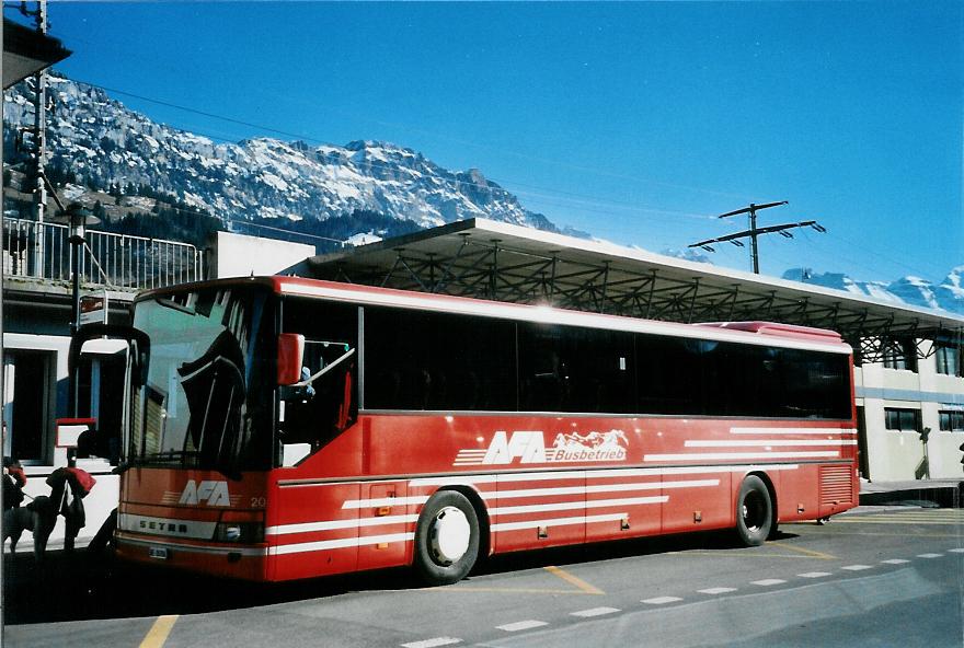 (104'632) - AFA Adelboden - Nr. 20/BE 26'706 - Setra (ex Nr. 6) am 24. Februar 2008 beim Bahnhof Frutigen