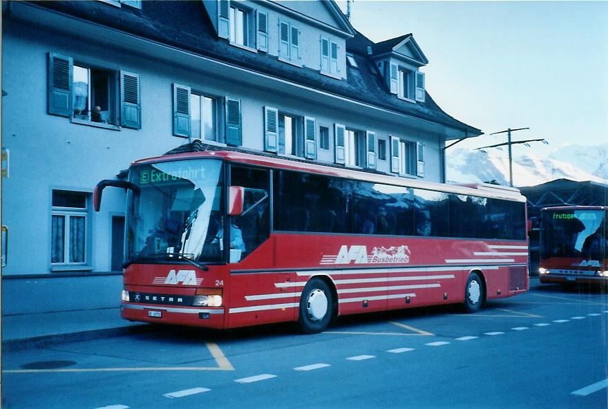 (104'711) - AFA Adelboden - Nr. 24/BE 26'701 - Setra (ex Nr. 11) am 24. Februar 2008 beim Bahnhof Frutigen