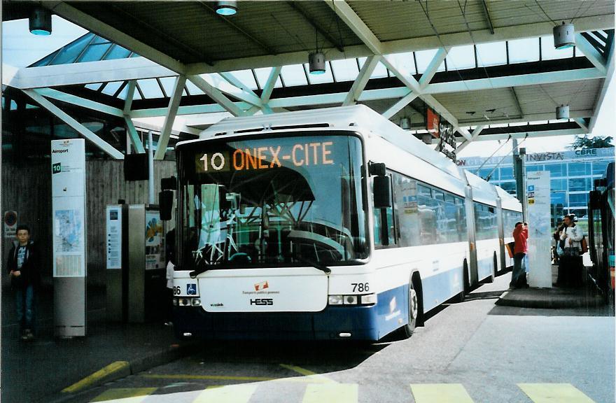 (105'129) - TPG Genve - Nr. 786 - Hess/Hess Doppelgelenktrolleybus am 15. Mrz 2008 in Genve, Aroport