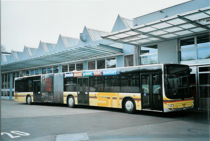 (105'307) - STI Thun - Nr. 119/BE 700'119 - MAN am 16. Mrz 2008 in Thun, Garage