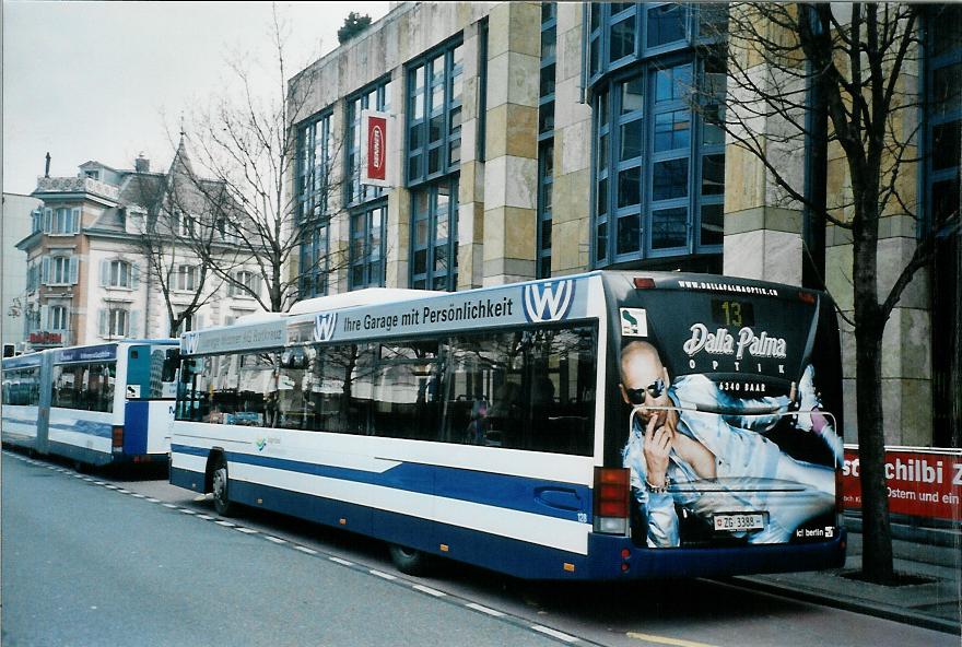 (105'725) - ZVB Zug - Nr. 128/ZG 3388 - Scania/Hess (ex Nr. 158) am 23. Mrz 2008 in Zug, Metalli