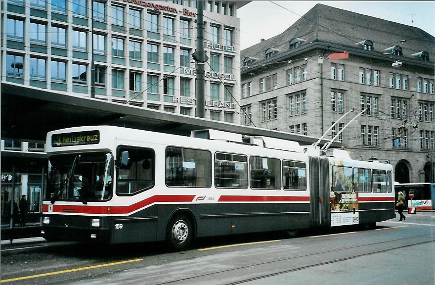 (105'815) - VBSG St. Gallen - Nr. 159 - NAW/Hess Gelenktrolleybus am 29. Mrz 2008 beim Bahnhof St. Gallen