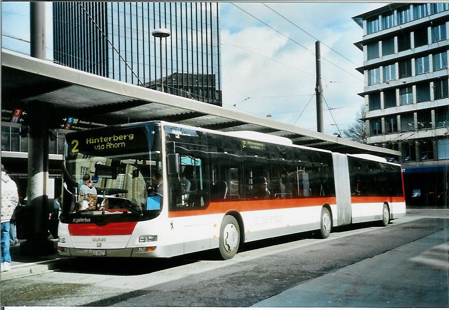 (105'828) - St. Gallerbus, St. Gallen - Nr. 271/SG 198'271 - MAN am 29. Mrz 2008 beim Bahnhof St. Gallen