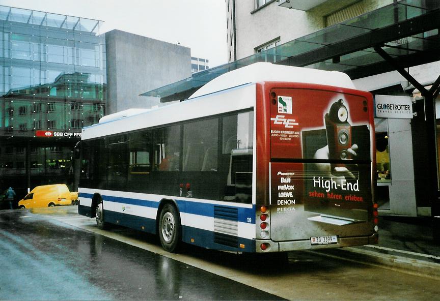 (106'109) - ZVB Zug - Nr. 139/ZG 3399 - Scania/Hess am 31. Mrz 2008 beim Bahnhof Zug