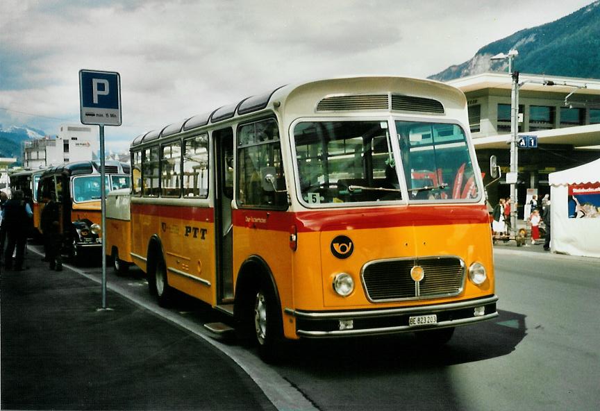 (107'302) - Rentsch, Briswil - BE 823'203 - FBW/Gangloff (ex P 23'203; ex P 21'003) am 24. Mai 2008 beim Bahnhof Chur