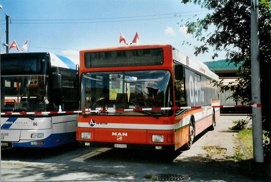 (108'206) - BOGG Wangen b.O. - Nr. 83/SO 117'612 - MAN (ex SOO Olten Nr. 83) am 21. Juni 2008 beim Bahnhof Wangen