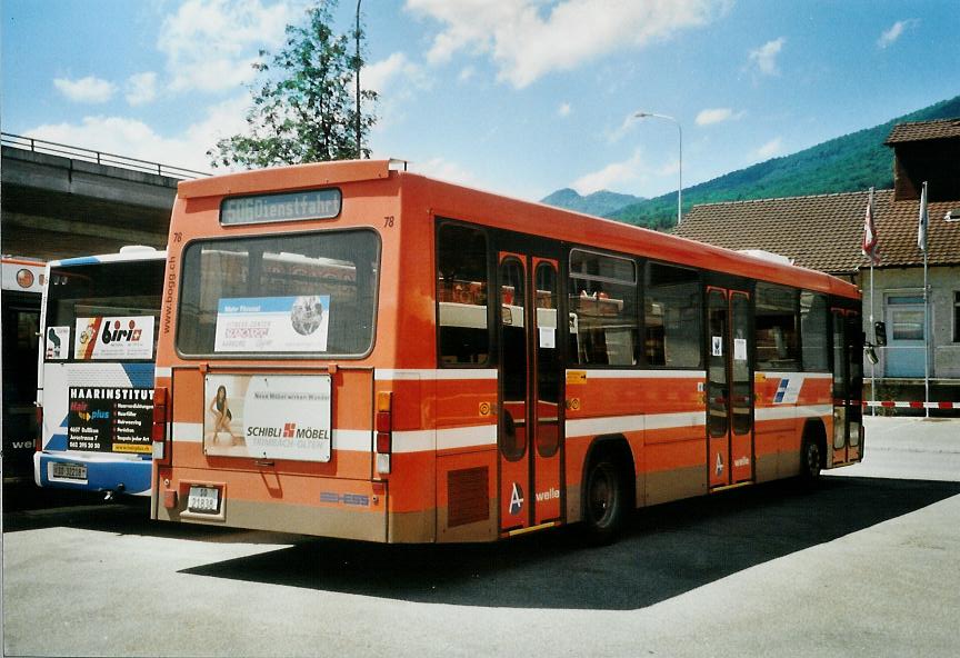 (108'212) - BOGG Wangen b.O. - Nr. 78/SO 21'838 - Mercedes/Hess (ex SOO Olten Nr. 78) am 21. Juni 2008 beim Bahnhof Wangen