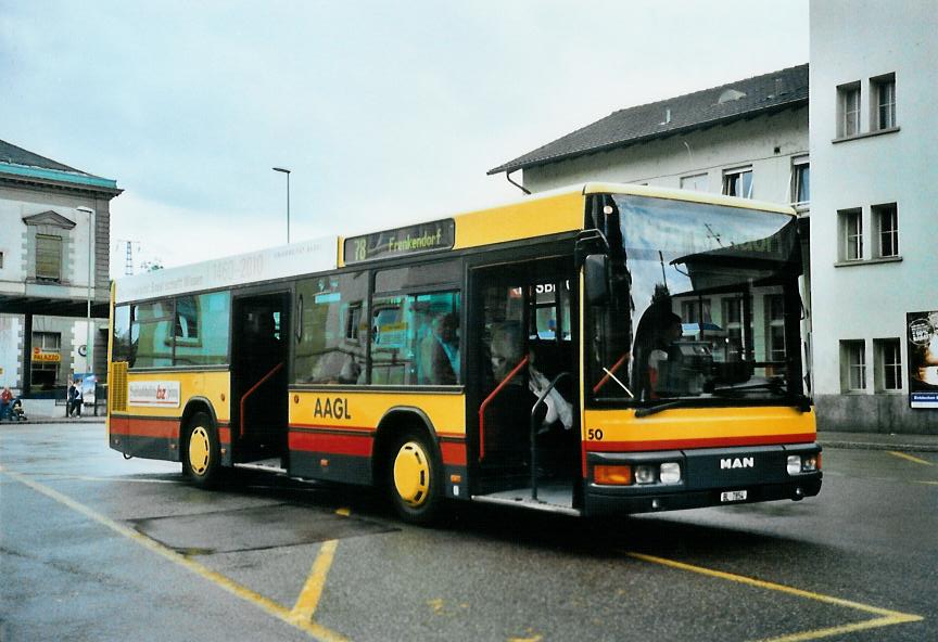 (108'804) - AAGL Liestal - Nr. 50/BL 7854 - MAN/Lauber am 7. Juli 2008 beim Bahnhof Liestal