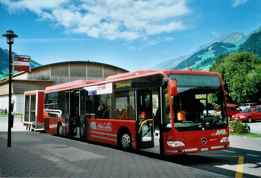 (110'032) - AFA Adelboden - Nr. 27/BE 26'773 - Mercedes am 4. August 2008 beim Bahnhof Frutigen