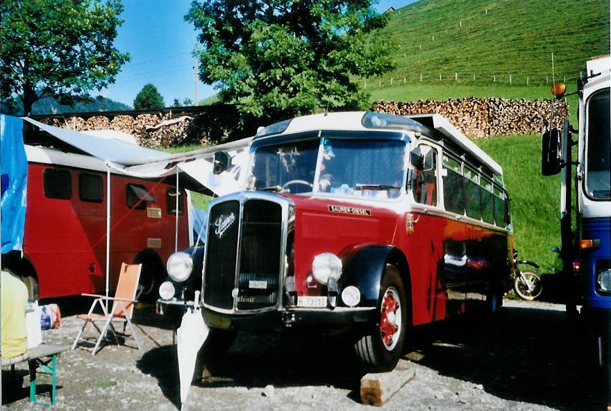 (110'306) - Morger, Horgenberg - ZH 73'310 - Saurer/Tscher (ex P 23'167; ex Casper, Lenzerheide) am 16. August 2008 in Goldingen, Atzmnnig