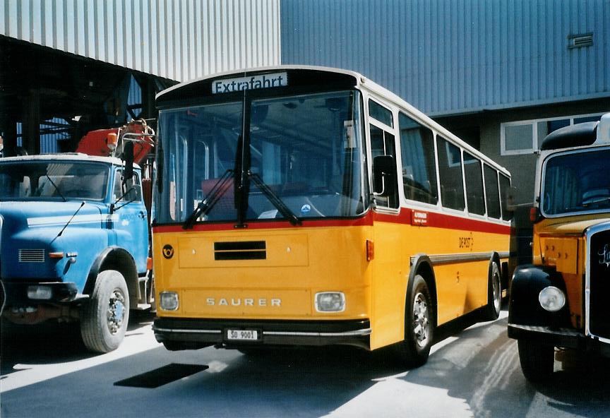 (110'606) - Allemann, Birsfelden - SO 9001 - Saurer/Tscher (ex Semadeni, Poschiavo; ex Kasper, Poschiavo; ex PostAuto Graubnden; ex P 24'285) am 30. August 2008 in Niederbipp, Saurertreffen