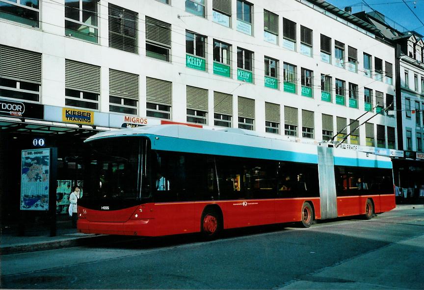 (111'919) - VB Biel - Nr. 56 - Hess/Hess Gelenktrolleybus am 10. November 2008 in Biel, Guisanplatz