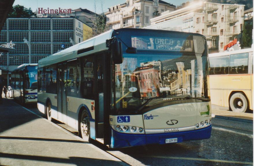 (112'322) - FART Locarno - Nr. 83/TI 229'183 - Solaris am 7. Dezember 2008 beim Bahnhof Locarno