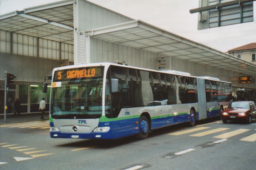 (112'629) - TPL Lugano - Nr. 417/TI 141'716 - Mercedes am 9. Dezember 2008 in Lugano, Centro