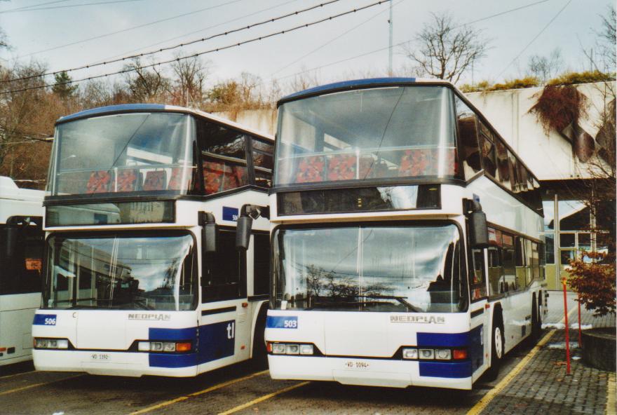 (113'114) - TL Lausanne - Nr. 506/VD 1392 + Nr. 503/VD 1094 - Neoplan am 22. Dezember 2008 in Lausanne, Dpt Borde