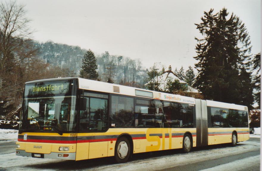 (113'611) - STI Thun - Nr. 105/BE 577'105 - MAN am 8. Januar 2009 bei der Schifflndte Thun